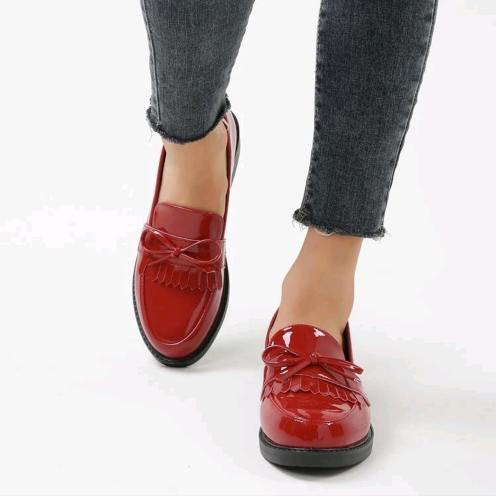RED PATENT LEATHER LOAFERS